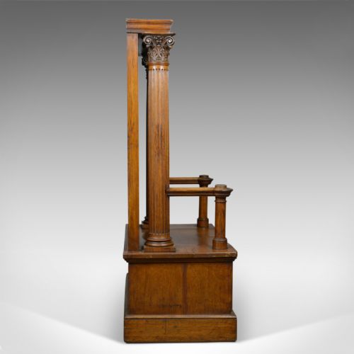 fig 3. Large Antique Oak Throne Chair, Edwardian, Seat, Classical, Corinthian, c.1910