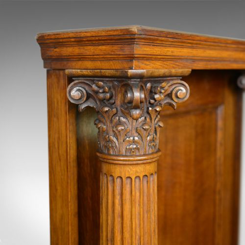 fig 4. Large Antique Oak Throne Chair, Edwardian, Seat, Classical, Corinthian, c.1910