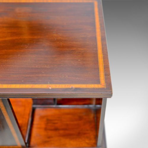 fig 3. Antique Four Sided Bookcase Stand, Edwardian, Walnut, Book Table, Circa 1910