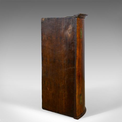 fig 2. Antique Corner Cabinet, English, Georgian, Bow Fronted, Oak, Hanging, Circa 1780