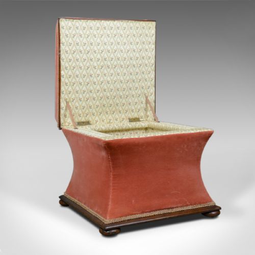 fig 3. Antique Ottoman, Victorian, Needlepoint, Tapestry, Storage Chest, Foot Stool