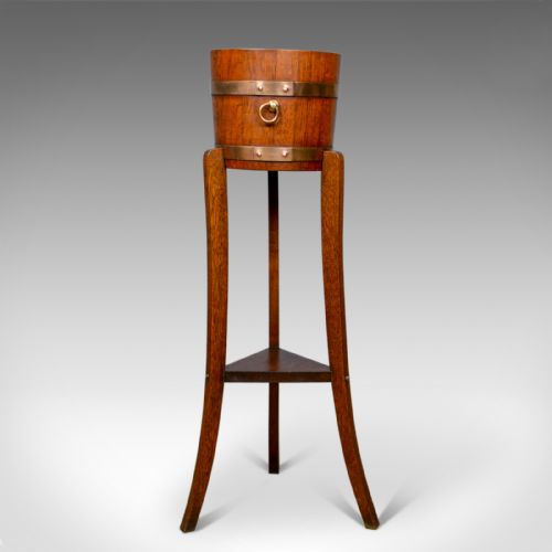 Antique Jardiniere, Arts and Crafts, Coopered Barrel on Stand, Lister, C.1900