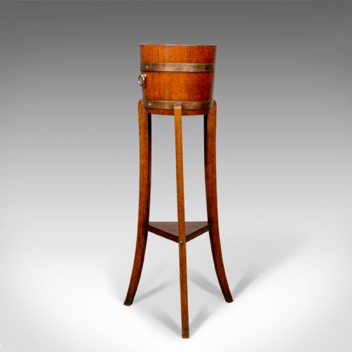 fig 1. Antique Jardiniere, Arts and Crafts, Coopered Barrel on Stand, Lister, c.1900