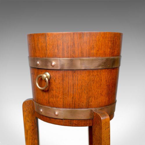 fig 3. Antique Jardiniere, Arts and Crafts, Coopered Barrel on Stand, Lister, c.1900