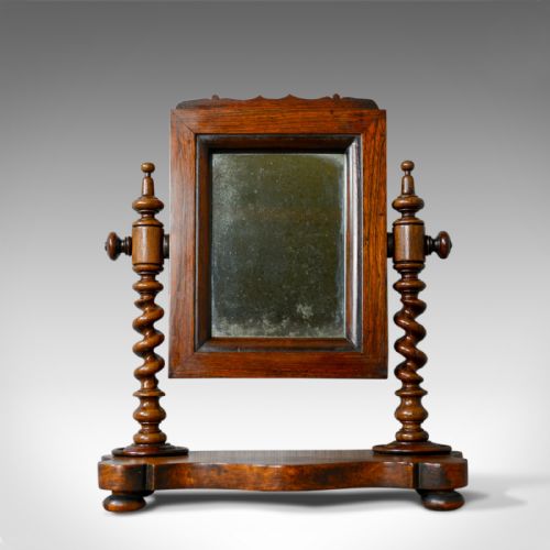 fig 1. Small Antique Platform Mirror, English, Rosewood c.1850