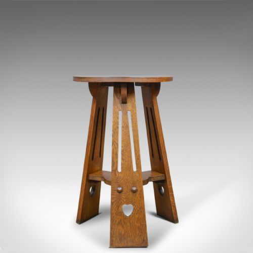 Arts and Crafts Side Table, English, Antique, Liberty-esque, Oak, Tripod  C.1900