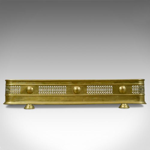 fig 1. Antique Brass Fire Kerb, Victorian Fireside Fender, Circa 1890