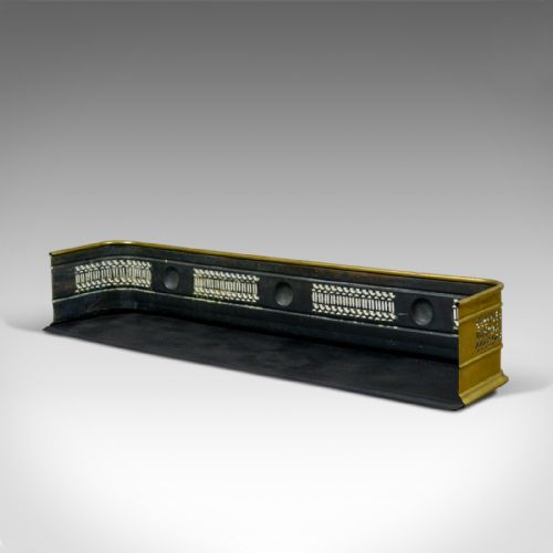 fig 2. Antique Brass Fire Kerb, Victorian Fireside Fender, Circa 1890