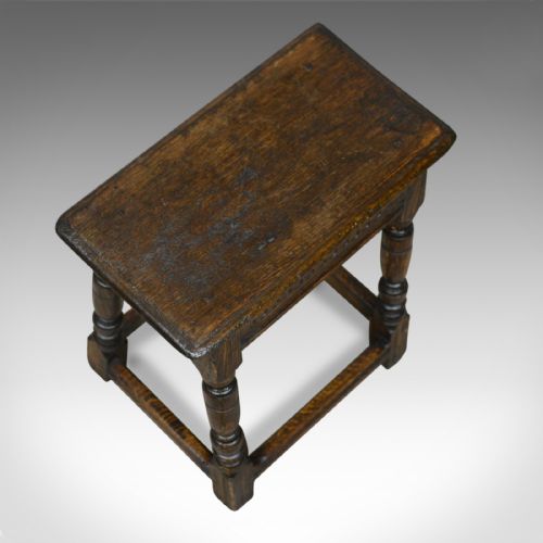 fig 3. Antique Joint Stool, English, Oak, Victorian, Jacobean Revival, Circa 1900
