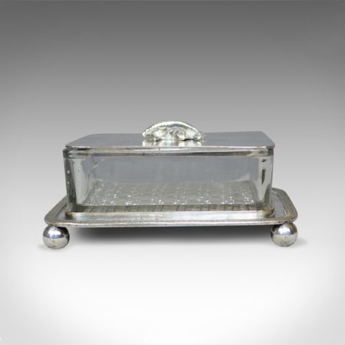 fig 2. Antique Caviar Dish, English, Crystal Glass, Silver Plated, Thomas Prime, c.1880