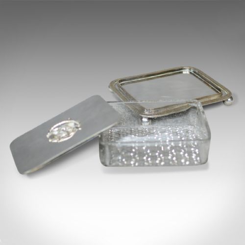fig 3. Antique Caviar Dish, English, Crystal Glass, Silver Plated, Thomas Prime, c.1880