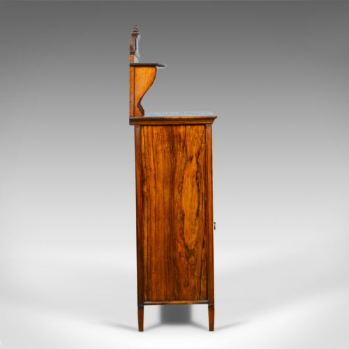 fig 2. Antique Music Cabinet, Rosewood, English, Victorian, Mirror Back, Circa 1880