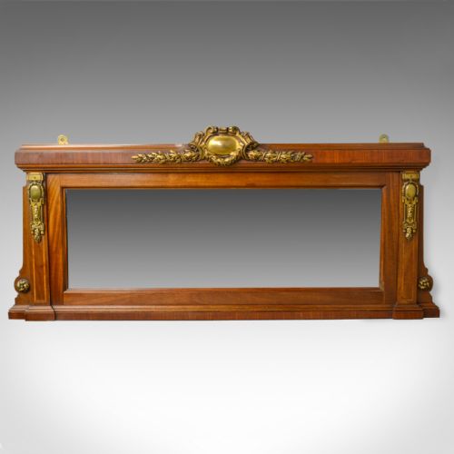 fig 1. Antique Overmantel Mirror, French, Empire Revival, Wall, Walnut, Ormolu, c.1900