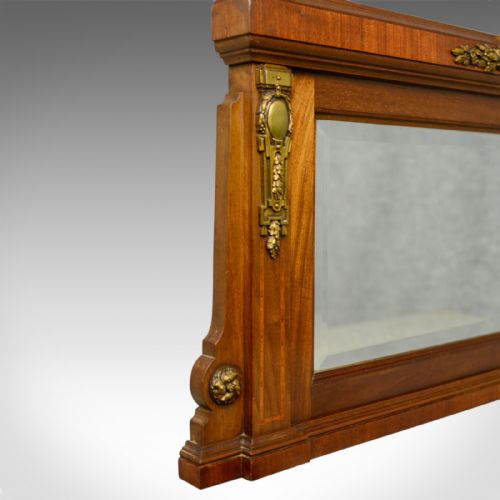 fig 2. Antique Overmantel Mirror, French, Empire Revival, Wall, Walnut, Ormolu, c.1900