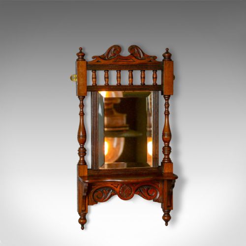 Antique Valet Mirror, English, Edwardian, Small, Walnut, Wall, Circa 1910