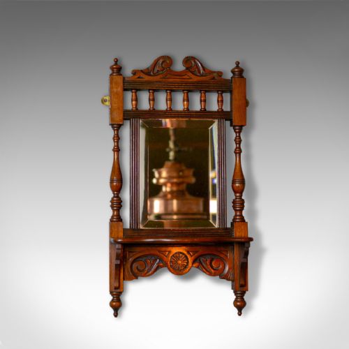 fig 1. Antique Valet Mirror, English, Edwardian, Small, Walnut, Wall, Circa 1910