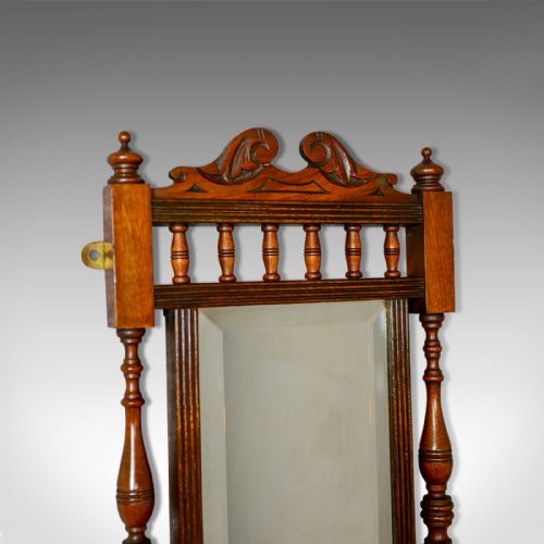 fig 2. Antique Valet Mirror, English, Edwardian, Small, Walnut, Wall, Circa 1910