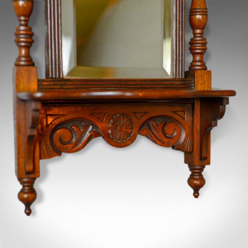 fig 3. Antique Valet Mirror, English, Edwardian, Small, Walnut, Wall, Circa 1910