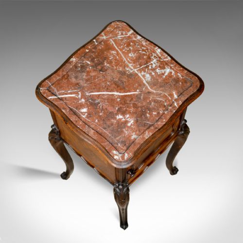 fig 4. French Antique Bedside Cabinet, Victorian, Walnut, Marble Top Pot Cupboard c1880