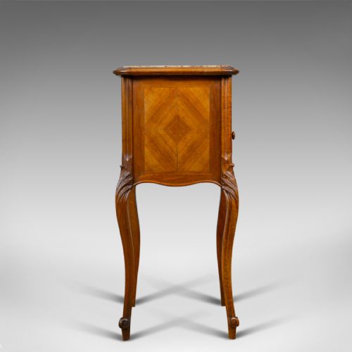 fig 2. Antique French Bedside Cabinet, Victorian, Walnut, Marble, Pot Cupboard, c.1890