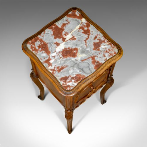 fig 4. Antique French Bedside Cabinet, Victorian, Walnut, Marble, Pot Cupboard, c.1890