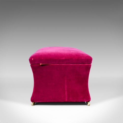 fig 2. Antique Window Seat, English, Victorian, Upholstered, Ottoman, Circa 1900