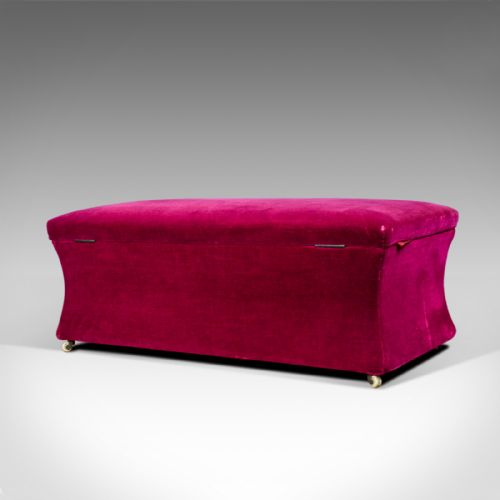 fig 3. Antique Window Seat, English, Victorian, Upholstered, Ottoman, Circa 1900