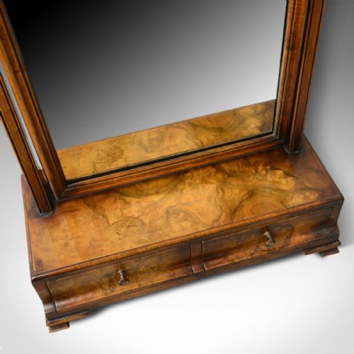 fig 4. Antique Dressing Table Mirror, Burr Walnut Georgian Revival Vanity, Toilet c1910