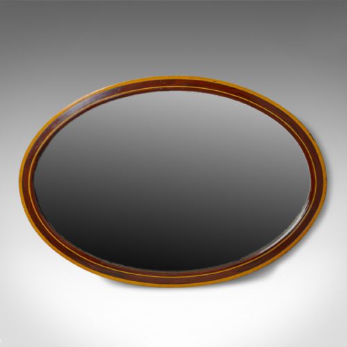 fig 1. Antique Wall Mirror, English, Edwardian, Ovular, Walnut, Birch, Circa 1910