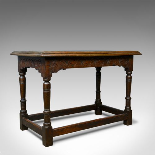 Antique Oak Console Table, English, Jacobean Revival, Refectory, C18th and Later