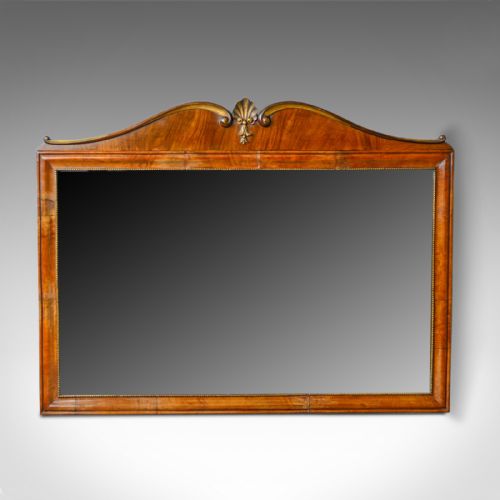 Antique Wall Mirror, French, Empire Revival, Overmantel, Walnut, Early C20th