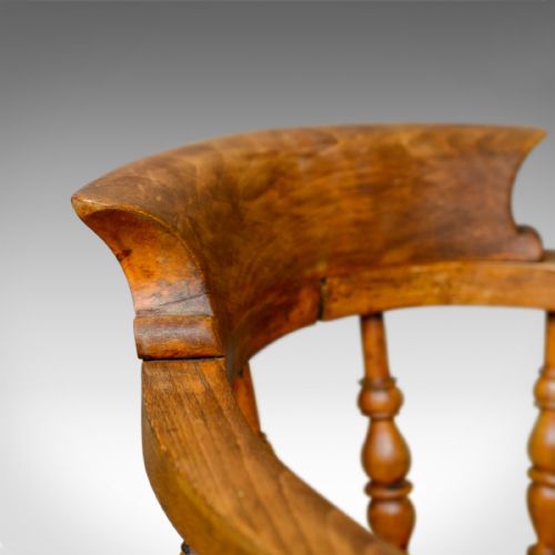 fig 4. Antique Bow-Back Elbow Chair, English, Victorian, Smokers, Captains, Circa 1890