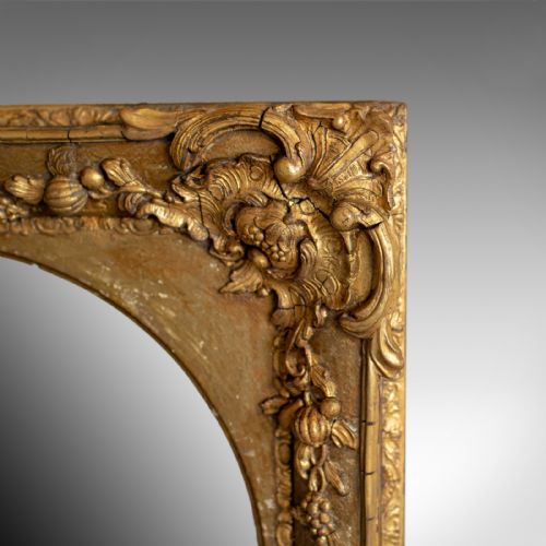 fig 2. Antique Wall Mirror, English, Victorian, Gilt Gesso, Square, Circular Circa 1870
