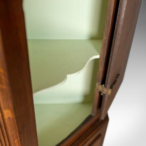 fig 4. Tall, Narrow Antique Corner Cabinet, Edwardian, Georgian Revival, Oak, c.1910