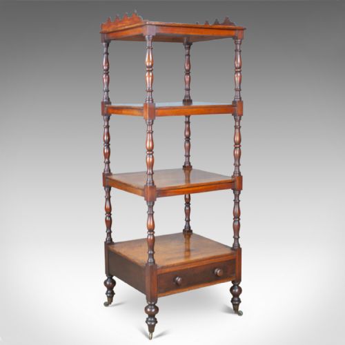 fig 1. Antique Whatnot, English, Mahogany, Four Tier, Regency, Display Stand, c.1820