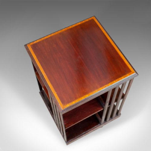 fig 2. Antique Revolving Bookcase, English, Edwardian, Walnut, Bookshelf, Circa 1910