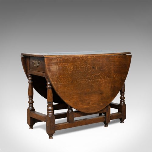 Antique Gate Leg Table, Georgian, English, Oak, Country Kitchen Dining, C.1790