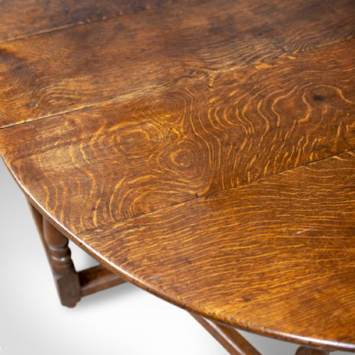 fig 4. Antique Gate Leg Table, Georgian, English, Oak, Country Kitchen Dining, c.1790