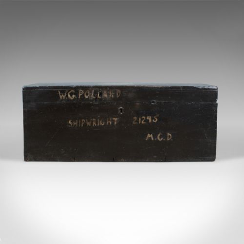 fig 1. Antique Shipwright's Chest, Pine Tool Box Trunk, W.G. Pollard Early 20th Century