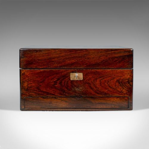 fig 1. Antique Vanity Box, English, Victorian, Travelling Case, Rosewood, Circa 1850