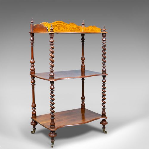 Antique Whatnot, English, Walnut, Three Tier, Victorian, Display Stand, C.1850
