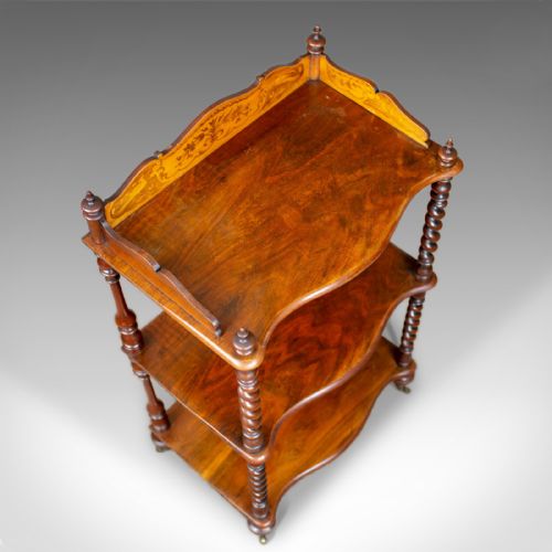 fig 4. Antique Whatnot, English, Walnut, Three Tier, Victorian, Display Stand, c.1850