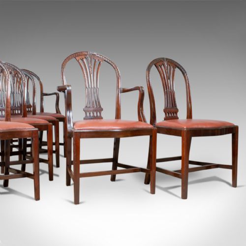 Antique Set of Six Dining Chairs, Hoop Back, Manner of Hepplewhite, Circa 1930