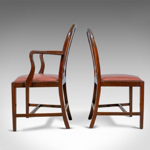 fig 2. Antique Set of Six Dining Chairs, Hoop Back, Manner of Hepplewhite, Circa 1930