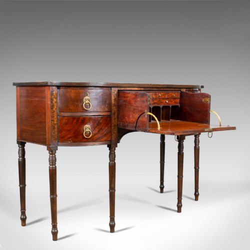 fig 4. Antique Secretaire, Bow-Fronted Sideboard, Georgian, Mahogany, Circa 1790
