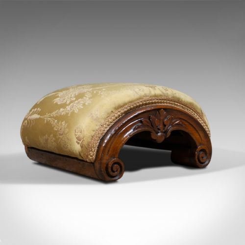 Antique Footstool, English, Victorian, Dome-topped, Walnut, Carriage Stool C1840
