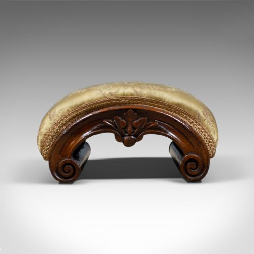 fig 1. Antique Footstool, English, Victorian, Dome-Topped, Walnut, Carriage Stool c1840