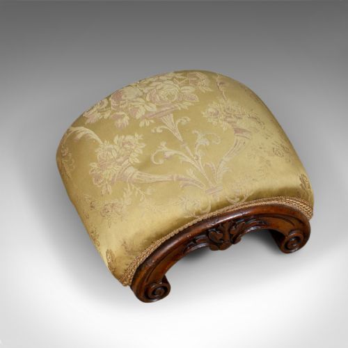 fig 3. Antique Footstool, English, Victorian, Dome-Topped, Walnut, Carriage Stool c1840