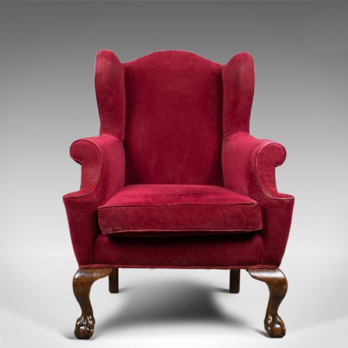 fig 1. Antique, Wing Back Armchair, English, Late Victorian, Chair, Circa 1900