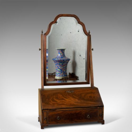 Antique Bureau Mirror, English, Georgian Revival, Mahogany, Toilet Circa 1910